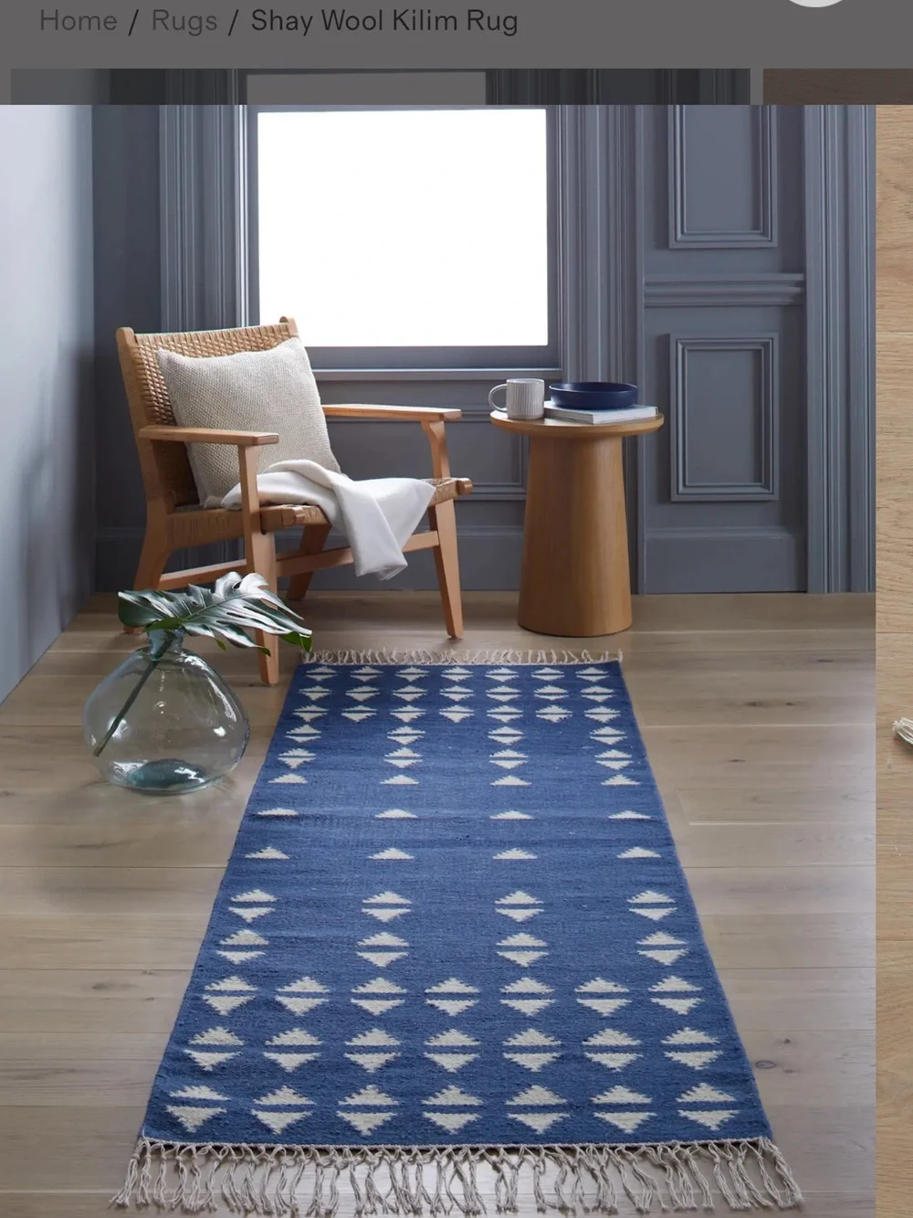 Quince Navy and Cream Geometric Runner Rug